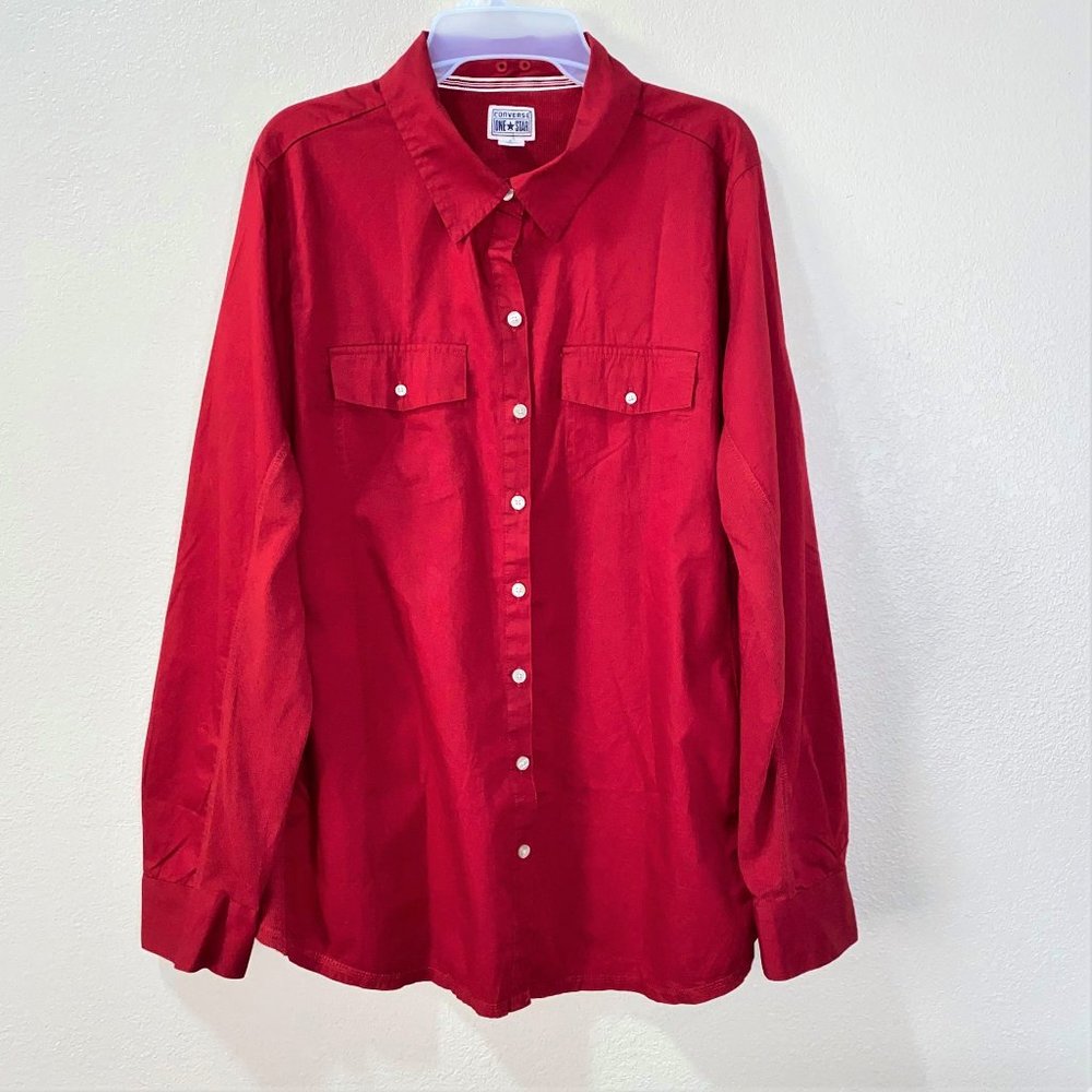 3/$25 Converse One Women's Cotton Ribbed Sides Shirt Red Size 2